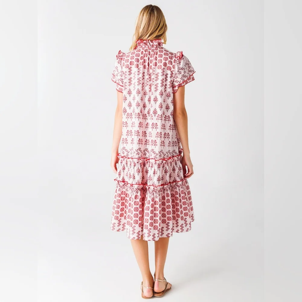 Hunter Bell Matthews Red and White Midi Dress - Picture 2 of 3